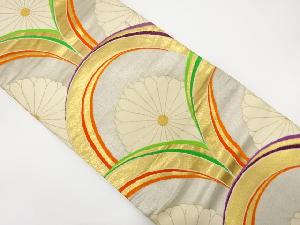 アンティーク　青海波に菊模様織出し袋帯（材料）